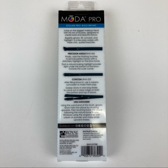 Moda Pro EZglam Trio Bold Brows Brushes NIB - Picture 3 of 6